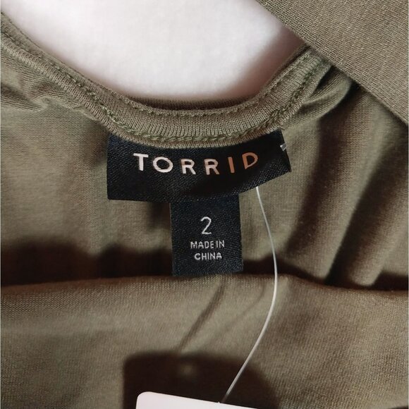 NWT Torrid Midi Jersey Cross Back Slit Dress Sz 2X Olive Green - Picture 7 of 11